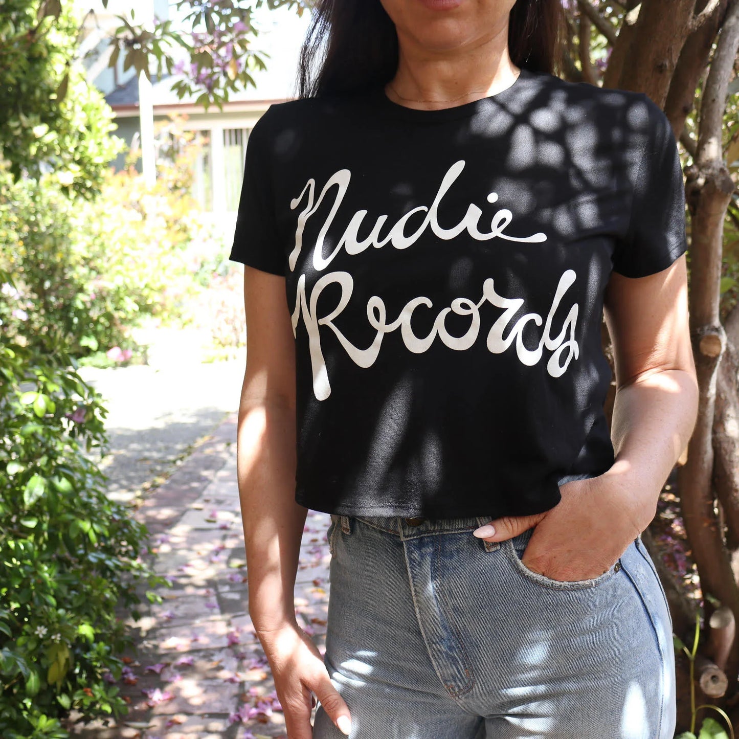 Nudie Records Black Crop Top