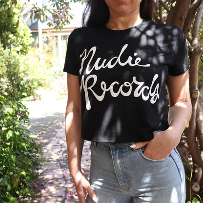 Nudie Records Black Crop Top